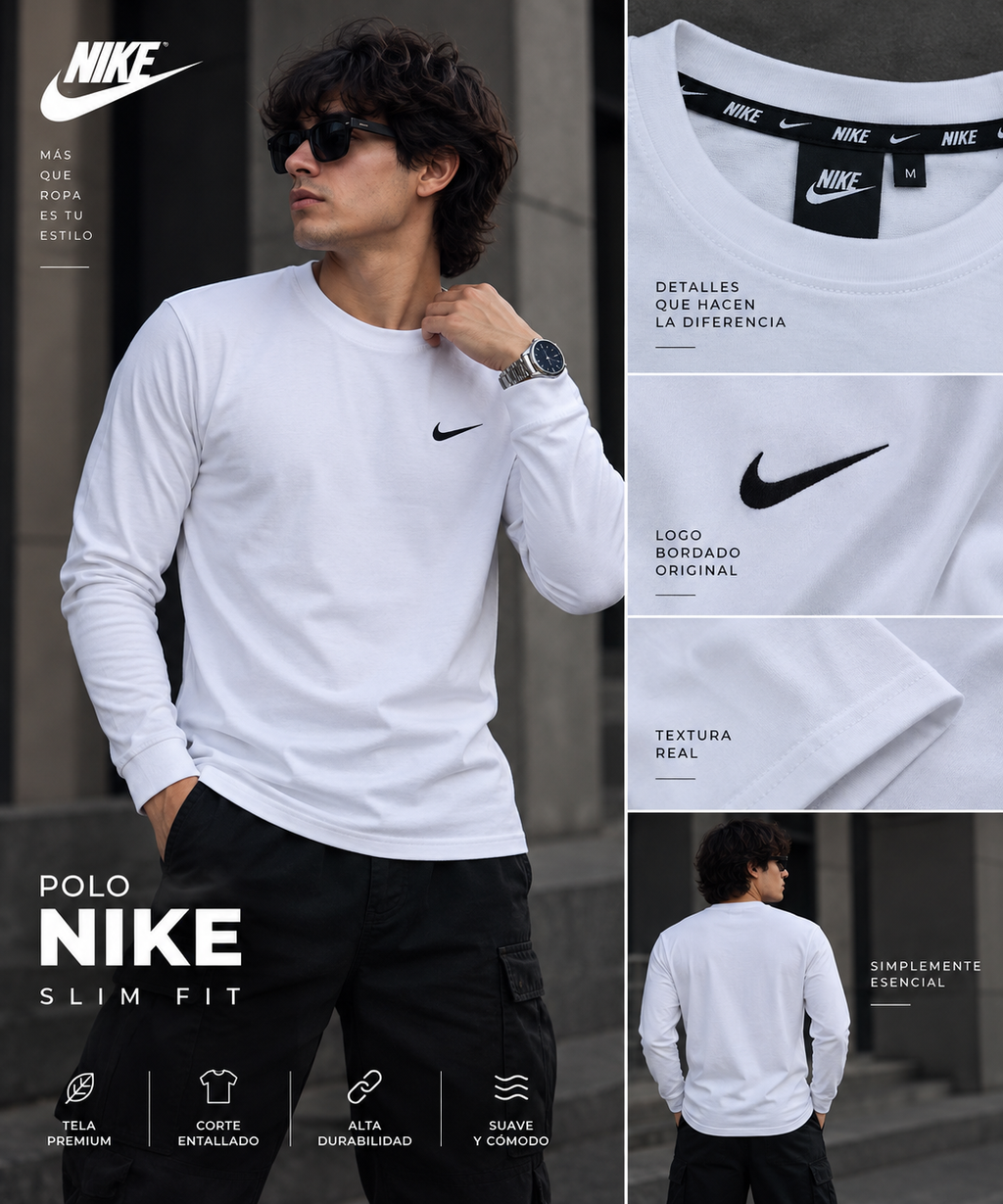 Polo Nike Manga Larga - Slim Fit